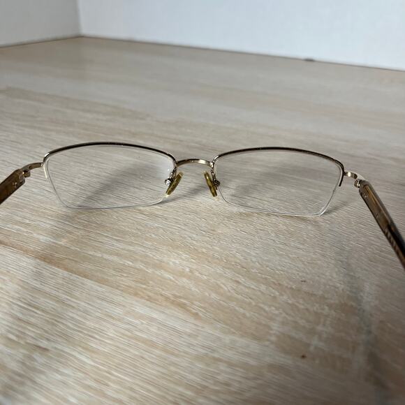 Prada VPR 52O ZVN-1O1 Eyeglasses Gold Brown Half Rim Frames READ 52-17-135 Italy - Picture 5 of 10